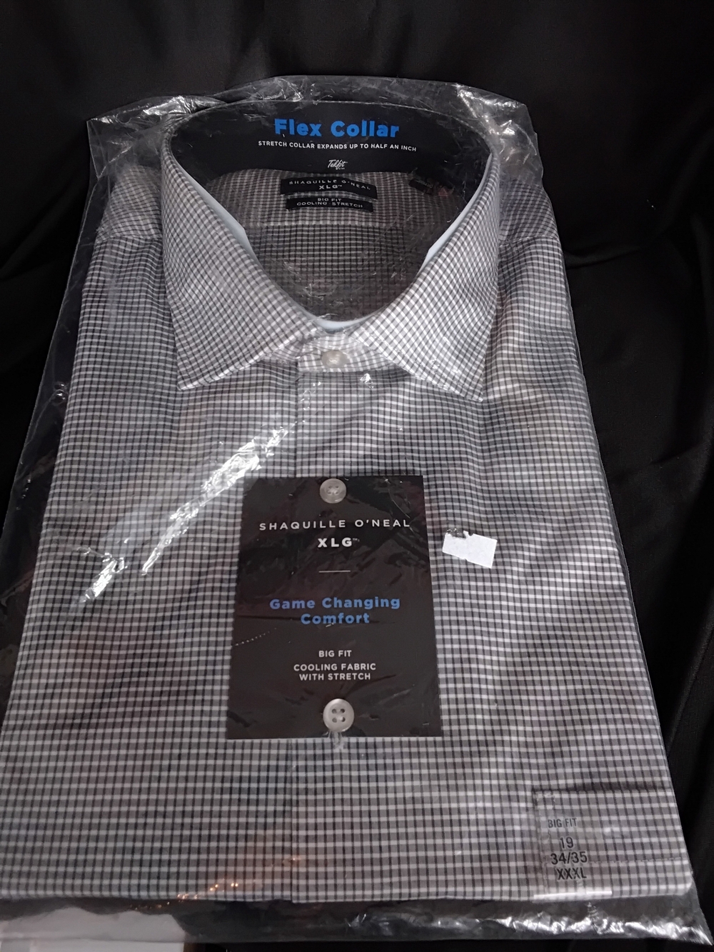Gray Check Flex Collar Dress Shirt - Stretch Cooling Fabric